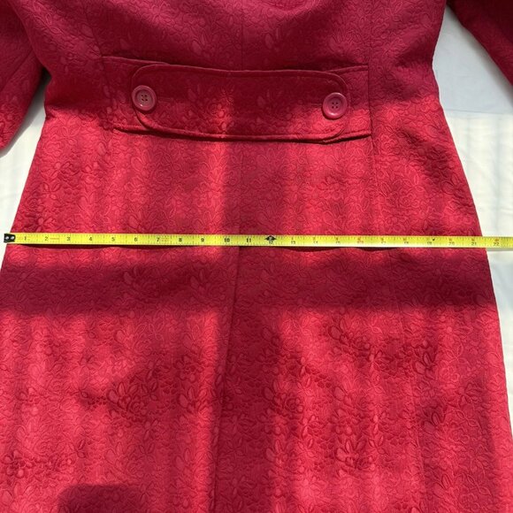 Chapter One Women’s Red Floral Damask Long Overcoat Size 10 - Picture 14 of 16